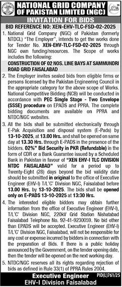 National Grid Company of Pakistan Limited Faisalabad Tender Notice